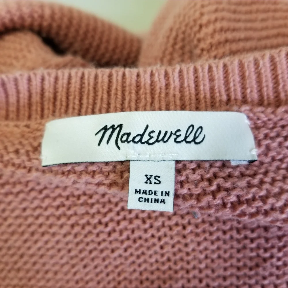 Madewell Sweater Riverside Texture Pink Supersoft Yarn Knit Elliptical Hem XS